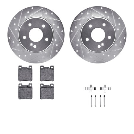 Dynamic Friction Co 7312-63053, Rotors-Drilled, Slotted-SLV w/3000 Series Ceramic Brake Pads incl. Hardware, Zinc Coat 7312-63053
